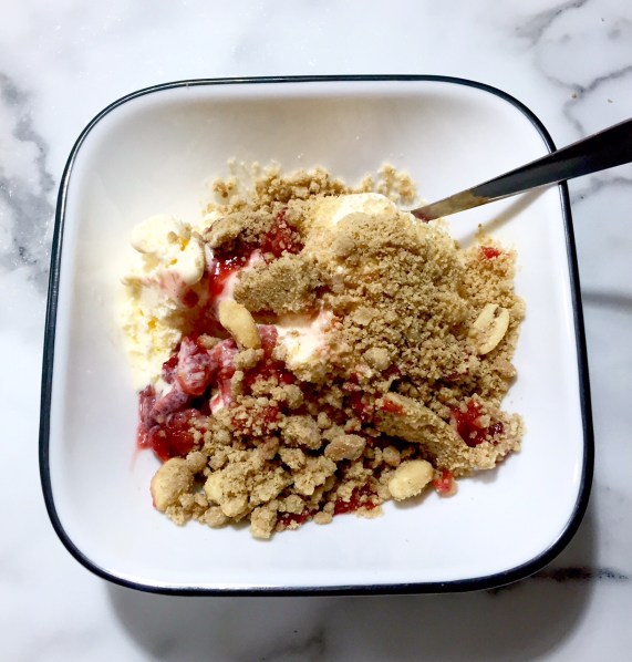 strawberry rhubarb sundae